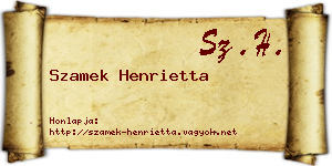 Szamek Henrietta névjegykártya